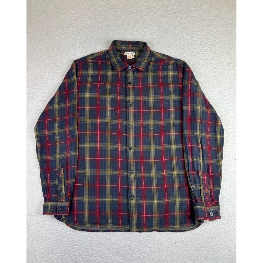 Carbon2cobalt Shirt Mens Medium Blue Plaid Cotton Long Sleeve Button Up Casual